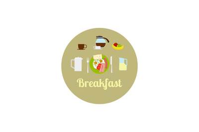 Breakfast food isolated icon set