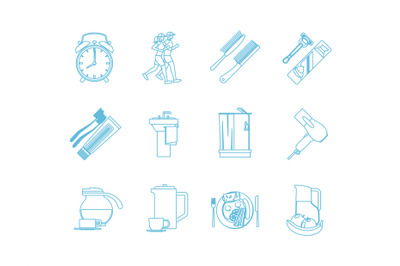 Good Morning Time Line Art Icons