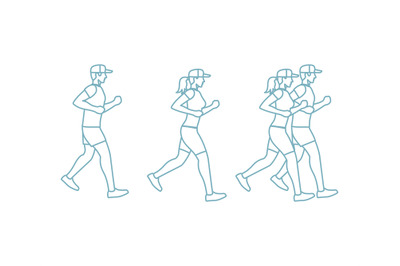 Run man and woman line icons