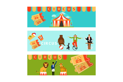 Circus banners in modern flat style