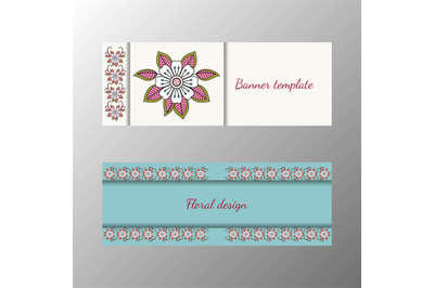 Floral pattern horizontal banner collection