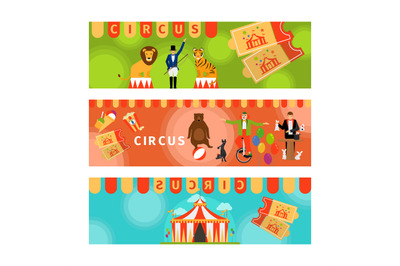 Circus banners with fun flat elements