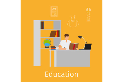 Education concept with learning illustration