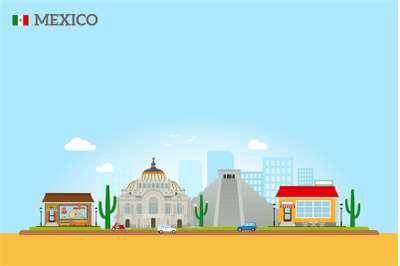 Mexico landmarks skyline