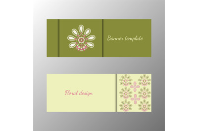 Floral pattern green horizontal banner collection