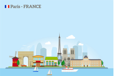 Paris skyline in flat style