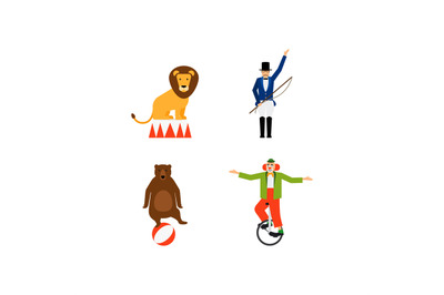 Circus vector flat icons set