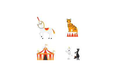 Circus flat icons set