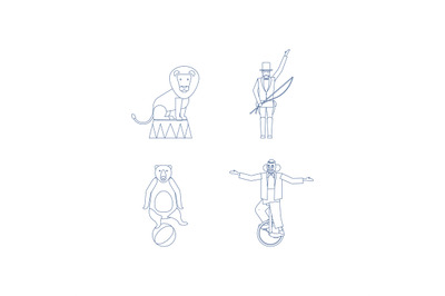 Circus vector line art icons