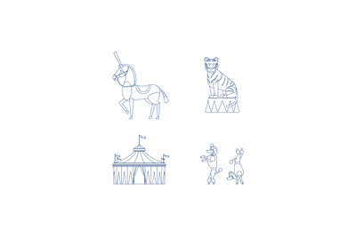 Circus line art icons