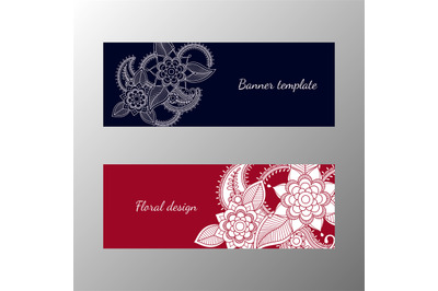 Floral pattern horizontal banner collection