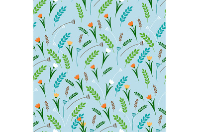 Cartoon style floral seamless pattern