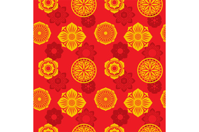 Chinese and japanese elements vector seamless pattern. Tribal asian wa