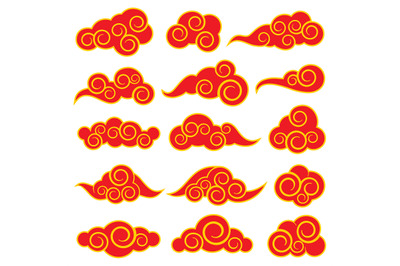 Chinese and japanese style red clouds