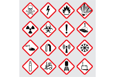 Warning hazard vector pictograms