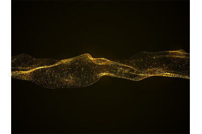 Luxury vector abstract background with golden glittering wave isolated