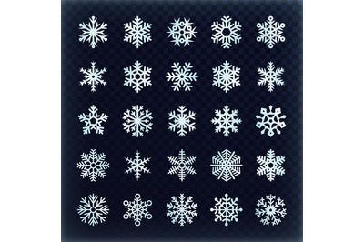Festive vector snowflakes set. Christmas holydays decoration elements