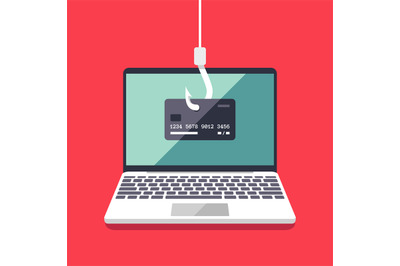 Internet phishing and hacking attack vector flat concept. Email spoofi