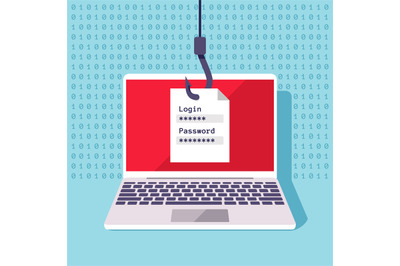 Password data phishing, hacker attack prevention vector concept