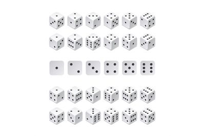 Isometric 3d dice combination. Vector game cubes isolated. Collection