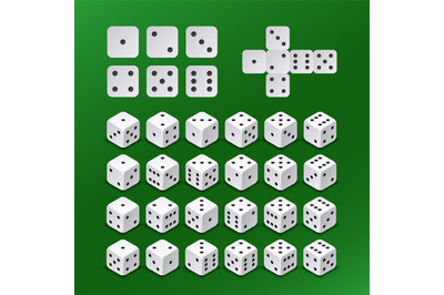 Dice gambling cubes in all possible positions vector set
