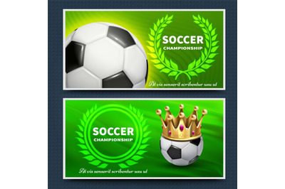 Soccer football league vector announcement posters set