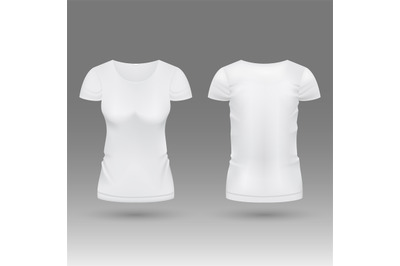 Blank realistic 3d white woman t shirt vector template isolated