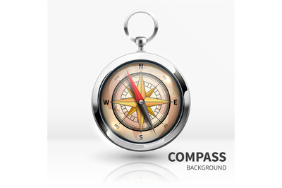 Old realistic vector navigation compass isolated