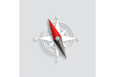 Compass arrow isolated 3d vector illustration. Navigation and directio