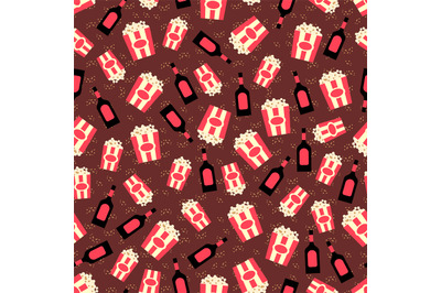 Popcorn and caramel topping seamless pattern