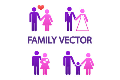 Colorful happy family icons