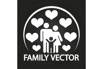 Happy love family logo design - parents with kid