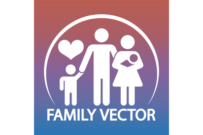 Happy family logo design - parents and two kids emblem