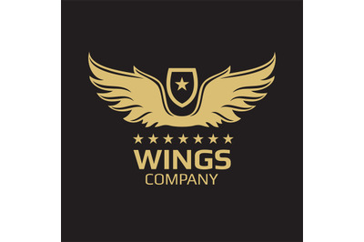 Wings logo design - golden wings on black