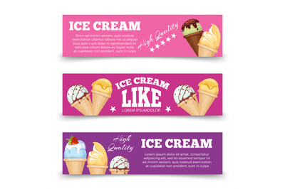 Colorful ice cream banners template set