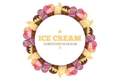 Ice cream round banner - sweet dessert