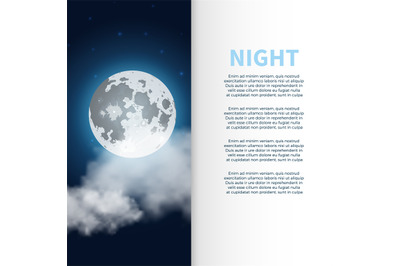 Night banner and poster with moon