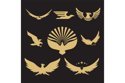 Gold heraldic eagle logo design