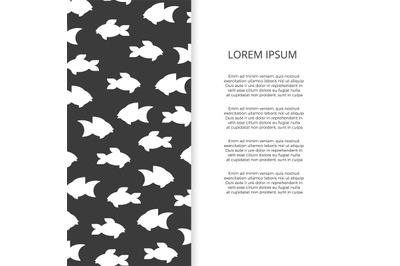 Monochrome banner with white fishes silhouette