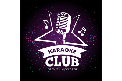 Shiny karaoke club vector label design