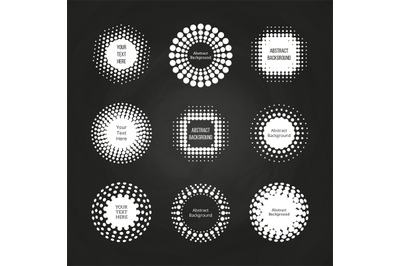 Abstract round dotted banners - halftone labels set on chalkboard