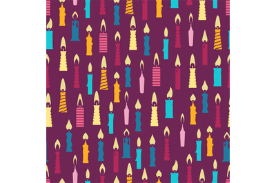 Colorful birthday candles seamless pattern