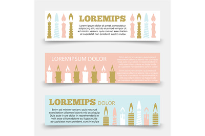 Horizontal banners template with candles