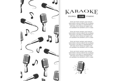 Karaoke club brochure design - musical banner with microphones