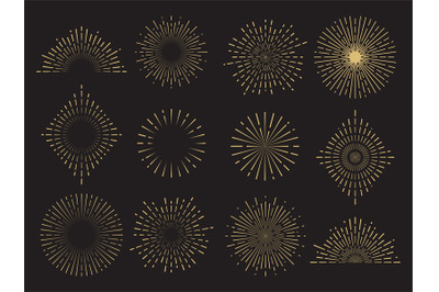 Abstract sun burst collection - hand drawn sunshine lines set