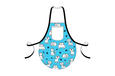 Fashion kitchen apron with hand drawn cats - stylish apron