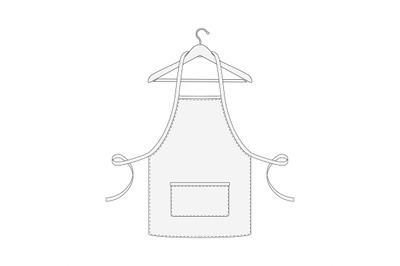 Kitchen apron on hanger isolated on white background