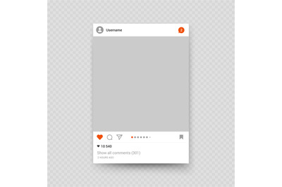 Realistic insta frame on transparent background