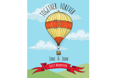 Wedding Card with hot air balloon