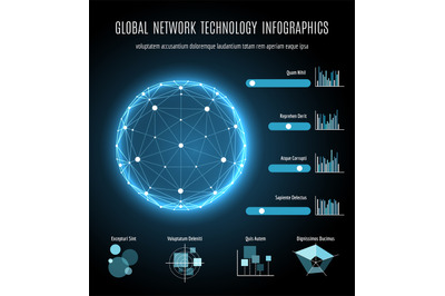 Global network connection infographic